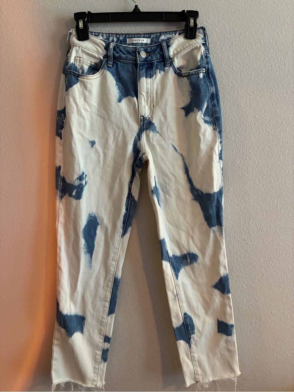 PacSun White and Blue Tie-Dye Straight Leg Jeans
